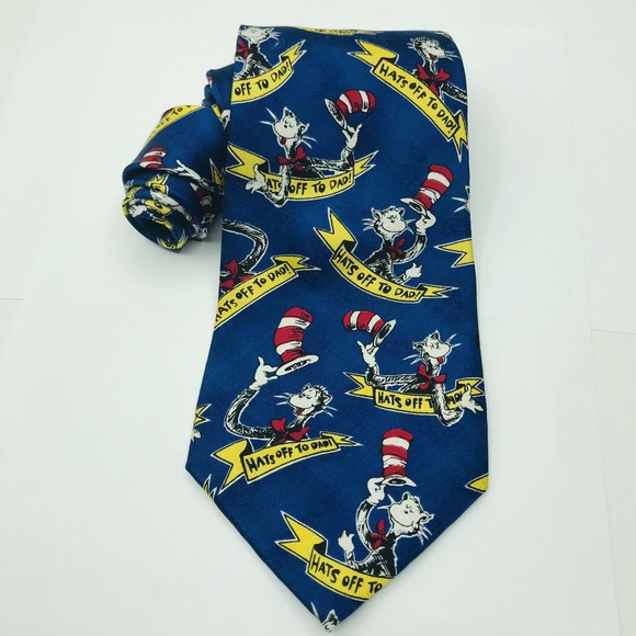 Dr. Seuss Mens Silk Dad Tie 4×59″ - Picture 4 of 8